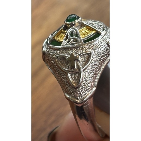 Two Tone 925 Sterling Silver Celtic Cross Ring / Size 11 - Picture 2 of 10